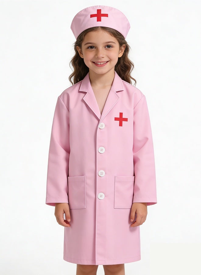 مجموعة زي الطبيب,الأطفال كوسبلاي اللباس,هدية يوم المهنة للأولاد والبنات 3-12Years العمر,زي هالوين زي يوم المهنة الوردي - Image 2